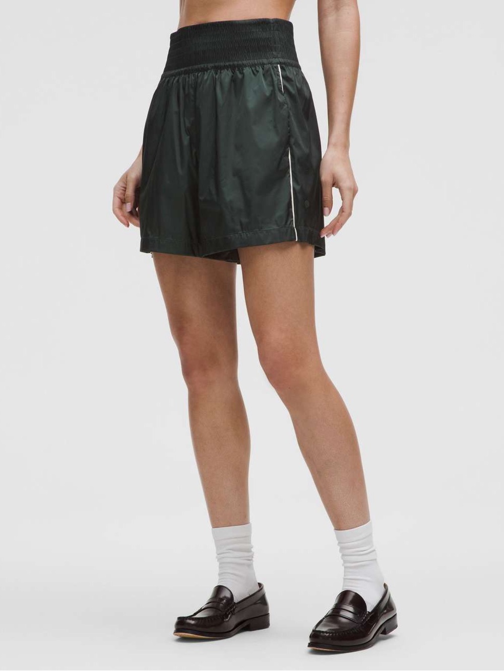 Lululemon Stretch Satin Nylon Super-High-Rise Short 5" In Rainforest Green Sz M